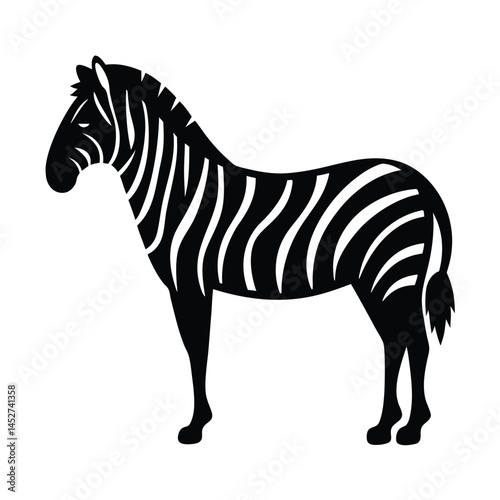 Vector silhouette of a zebra in profile view with stripes