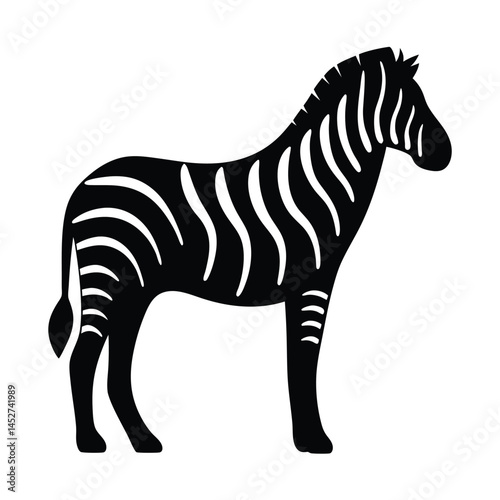 Vector silhouette of a zebra in profile view with stripes