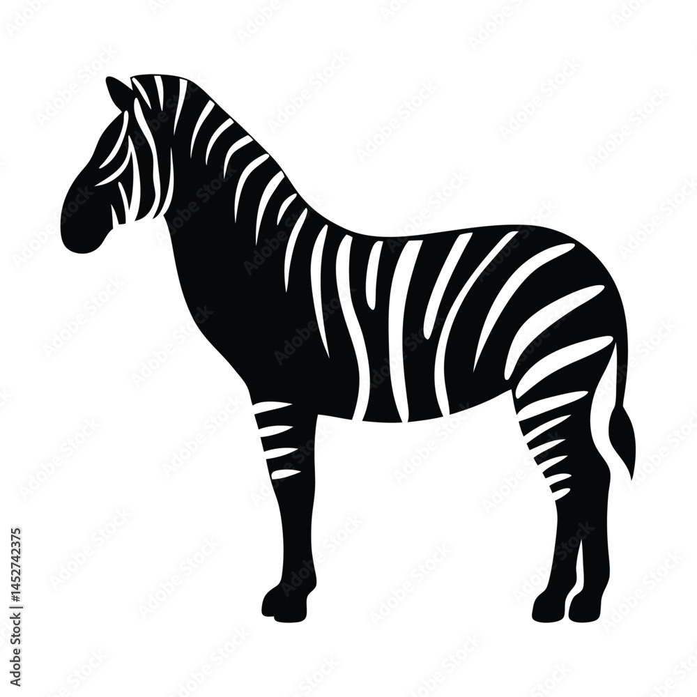 Fototapeta premium Vector silhouette of a zebra in profile view with stripes