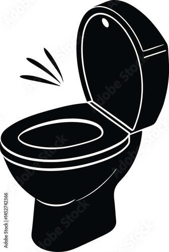 Toilet with motion sensing lid and bidet silhouette.