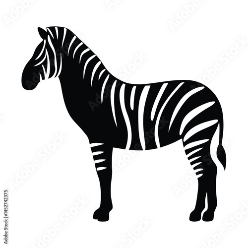 Vector silhouette of a zebra in profile view with stripes
