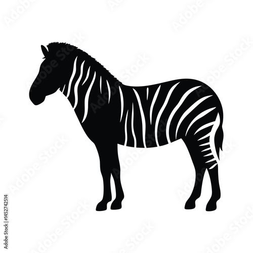 Vector silhouette of a zebra in profile view with stripes
