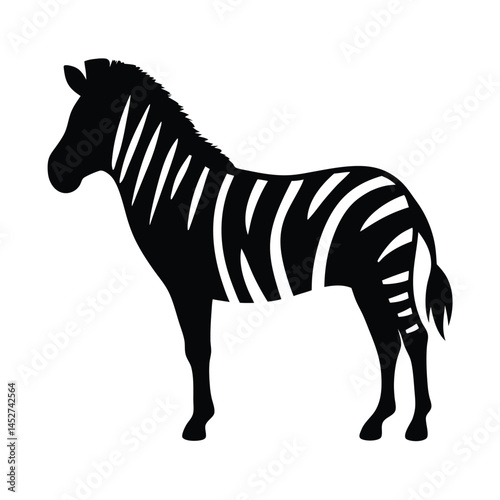 Vector silhouette of a zebra in profile view with stripes
