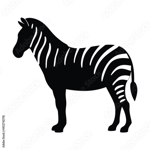 Vector silhouette of a zebra in profile view with stripes