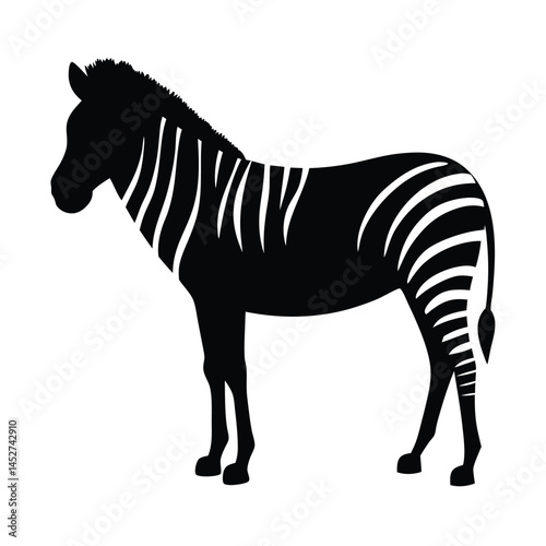 Vector silhouette of a zebra in profile view with stripes