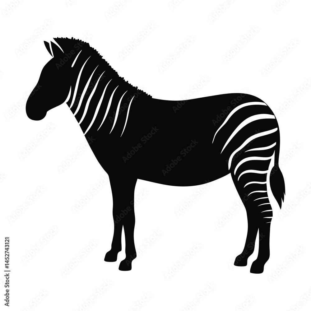 Fototapeta premium Vector silhouette of a zebra in profile view with stripes