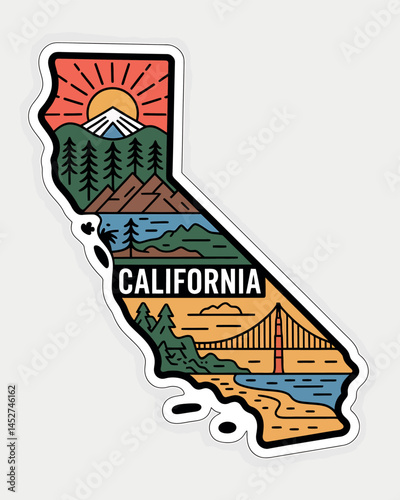 California State Map Illustration Travel Destination Design Graphic