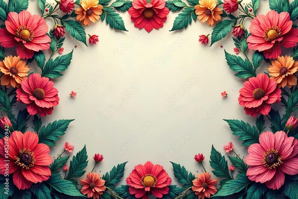 Fototapeta premium Intricate floral wallpaper with symmetrical layout , seamless, illustration, elegant
