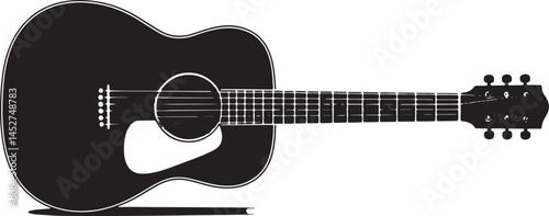 Acoustic guitar black silhouette. Music instrument icon. Vector illustration.