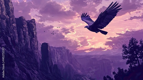 a soaring vulture outlined in vivid clarity