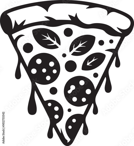 Pizza Slice Silhouette Pepperoni Cheese Illustration