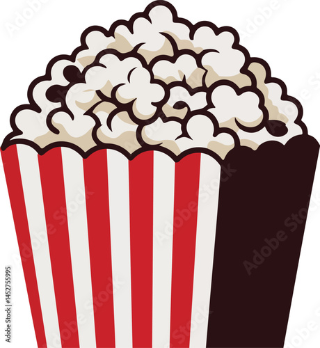 Red and White Popcorn Bucket Colorful Illustration