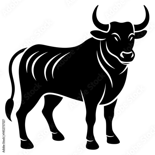 black elegant bull vector icon on white background