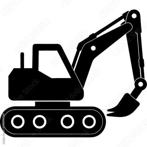 excavator vector icon white background