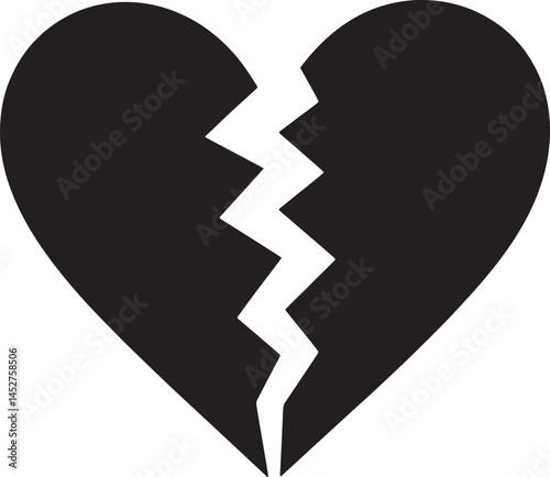 broken heart or divorce flat icon for apps and websites