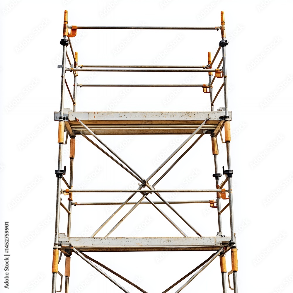 Grey Metal Scaffolding Structure Against White Background Grey Metal Scaffolding Structure Against White Background