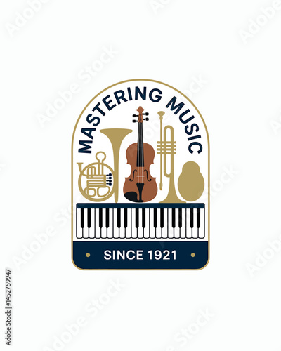 Mastering Music Since 1921 Musical Instruments Piano Design Graphic