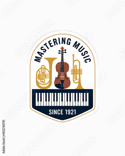 Mastering Music Since 1921 Musical Instruments Piano Design Graphic