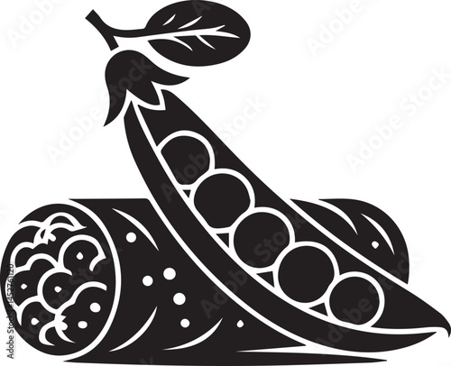 Peas and Potato Silhouette Vegetable Illustration
