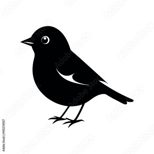 Kinglet Bird Silhouette Vector Art