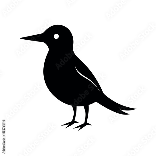 Kinglet Bird Vector Silhouette Clipart