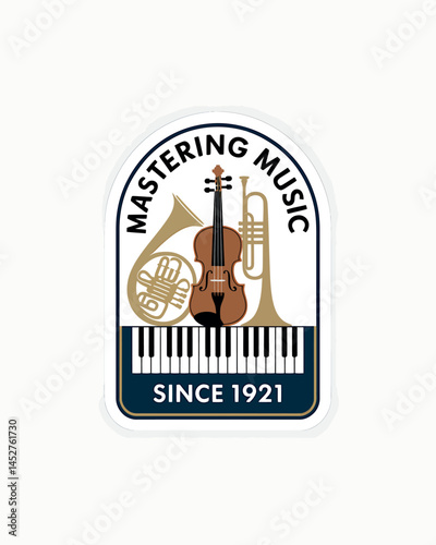 Mastering Music Since 1921 Musical Instruments Piano Design Graphic