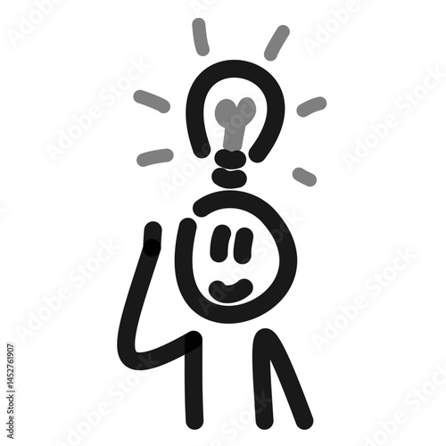 stick figure having an idea, aha moment