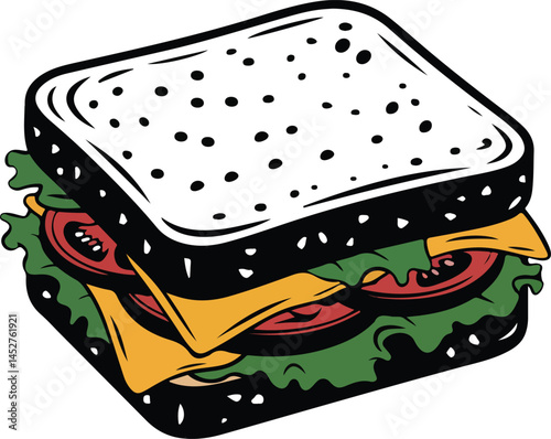 Sandwich Silhouette Multi-Layered Filling Illustration