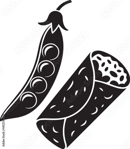 Peas and Potato Silhouette Vegetable Illustration