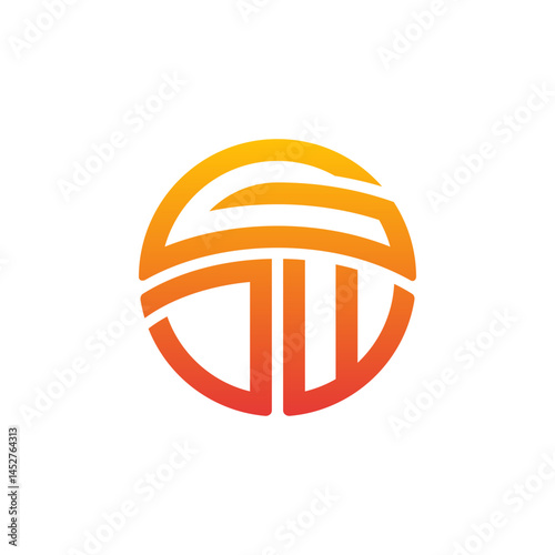 Circular gradient ' GDW ' logo with bold abstract lines.