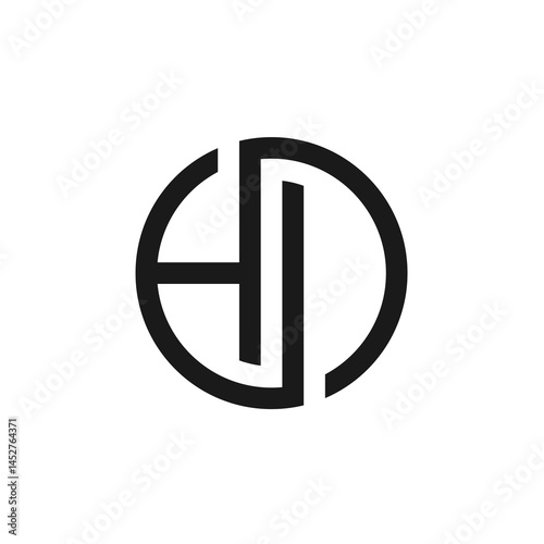 Minimal black circular HJ monogram logo.