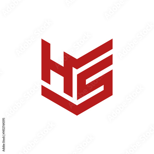 Bold red geometric HS monogram logo design.