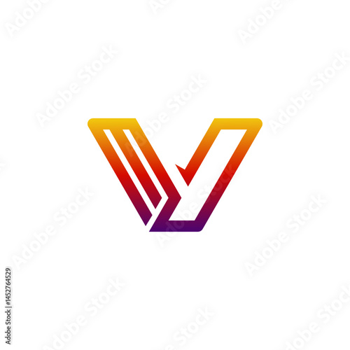 The M and D letter logo is V-shaped with gradient angles, sharp design.