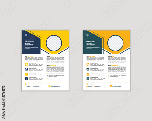 A bundle of 2 templates of a4 flyer,Corporate creative colorful business flyer template design set, abstract business flyer, vector template design or business poster template design . business flyer,