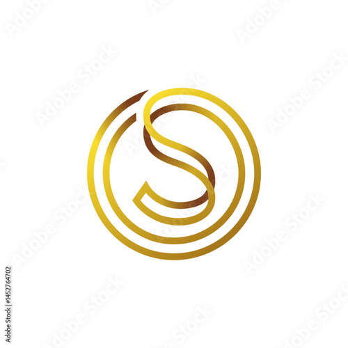 Elegant golden “S” monogram inside circular outline.