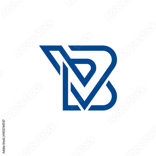 Bold blue “B V” monogram with sharp angles.