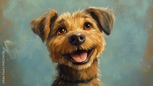 1970s retro cartoon dog adorable cute vintage tv show style illustration happy lovable friendly brown dog closeup portrait childrens storybook character avatar pet animal rescue new family dog puppy
