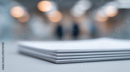 minimalist scene depicting financial regulation with focused financial paperwork or documents featuring neatly organized