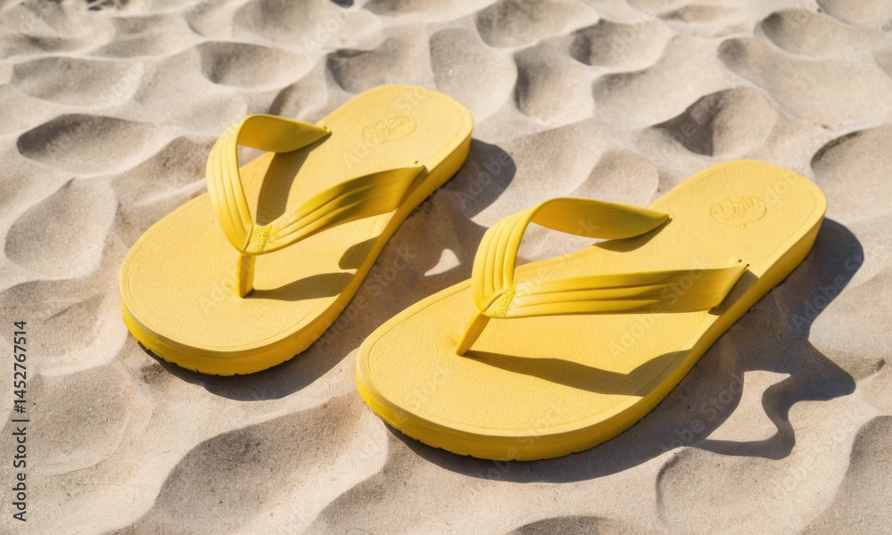 A pair of bright yellow flip flops on a clean surface