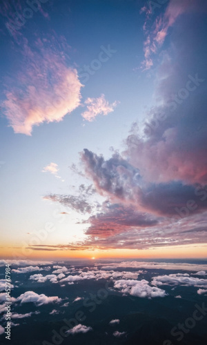 Scenic view of the sky and clouds from the top of a mountain, perfect for backgrounds or scenic shots
