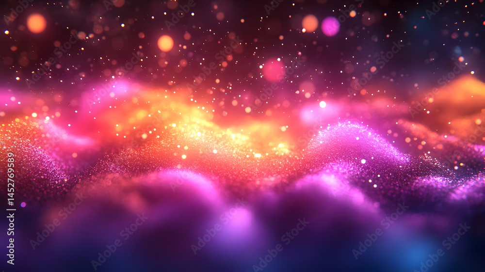 Abstract Glowing Particles Background with Pink Purple and Orange Wave Abstract Glowing Particles Background with Pink Purple and Orange Wave