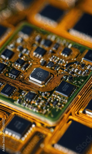 A detailed view of a computer motherboard's components