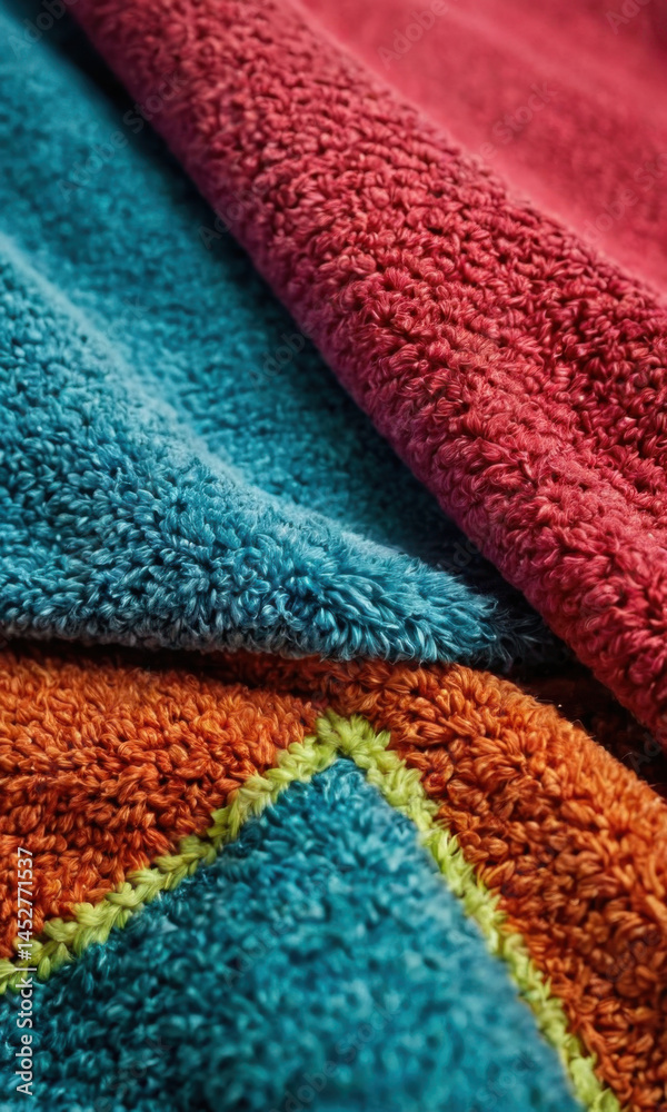 Colorful towels stacked high