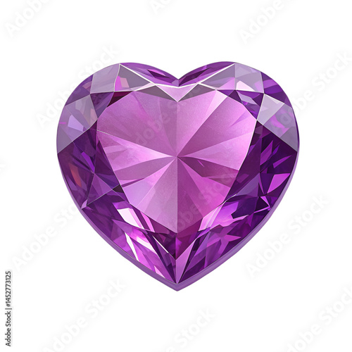 Purple heart gemstone isolated on white background