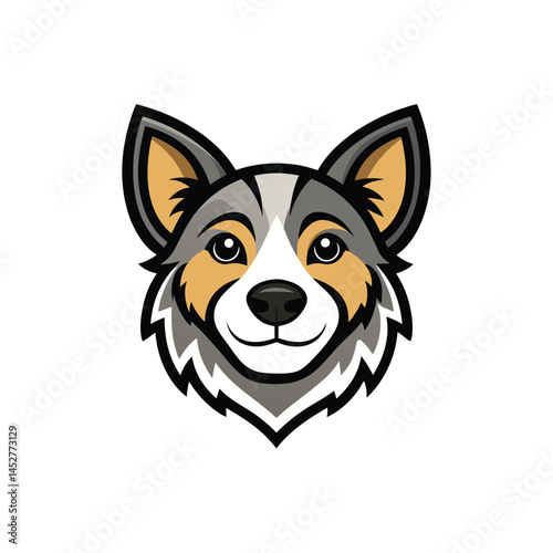 Dog head logo sticker animal, dog face cartoon illustration