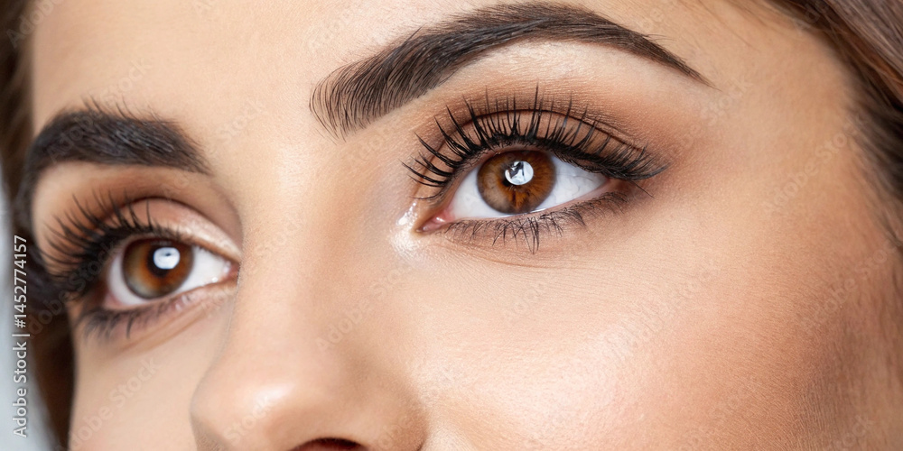 Naklejka premium Close-Up of Deep Eyes and Refined Makeup