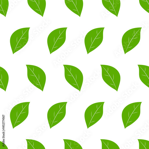 Seamless pattern green leaves. Flat vector template. Vector illustration.