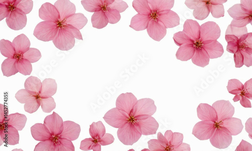 Obraz na płótnie A group of pink flowers sitting on a clean white surface, perfect for use in still life photography or decorative design w salonie