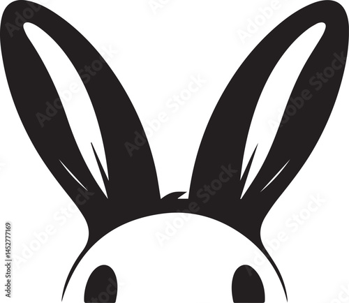 Bunny Ear Icon Silhouette in Black | Vector for Kids, Easter & Cartoon Art Vector