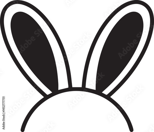 Bunny Ear Icon Silhouette in Black | Vector for Kids, Easter & Cartoon Art Vector